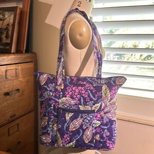 Vera Bradley Purple Floral & Feather Shoulder Bag Tote